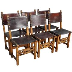 Antique Set of Six Renaissance Style Dining Chairs from Spain