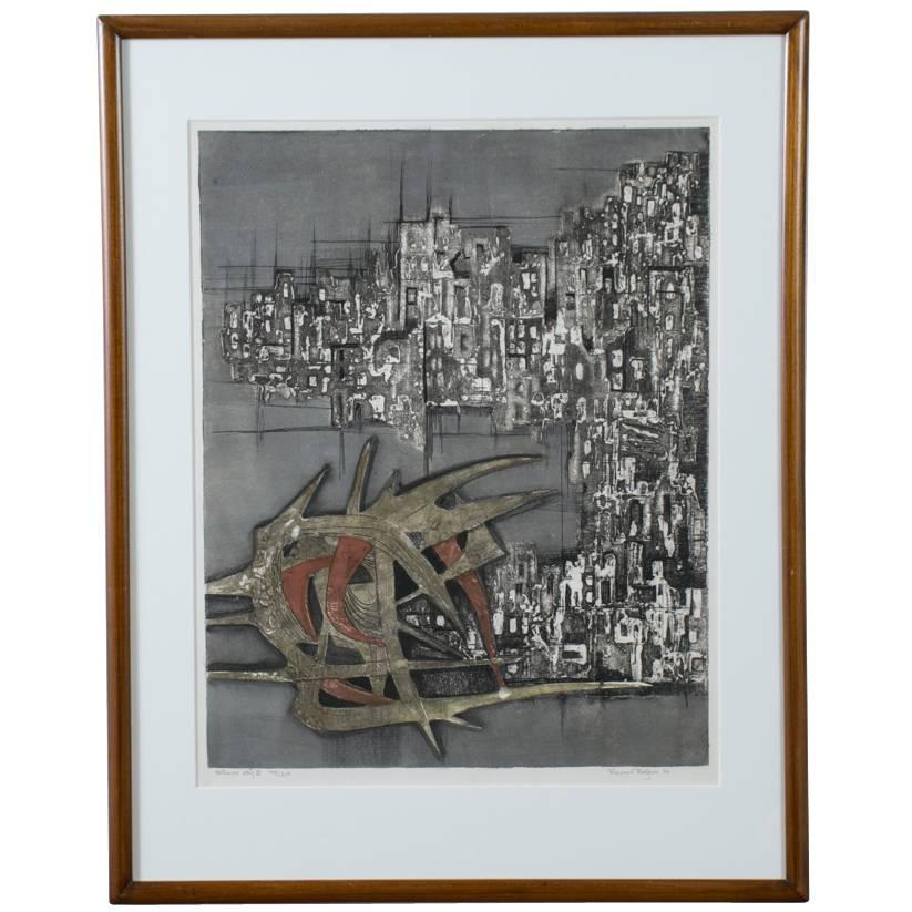 Vintage Lithograph, 'Destroyed City II' 149/210 by Ru Van Rossem