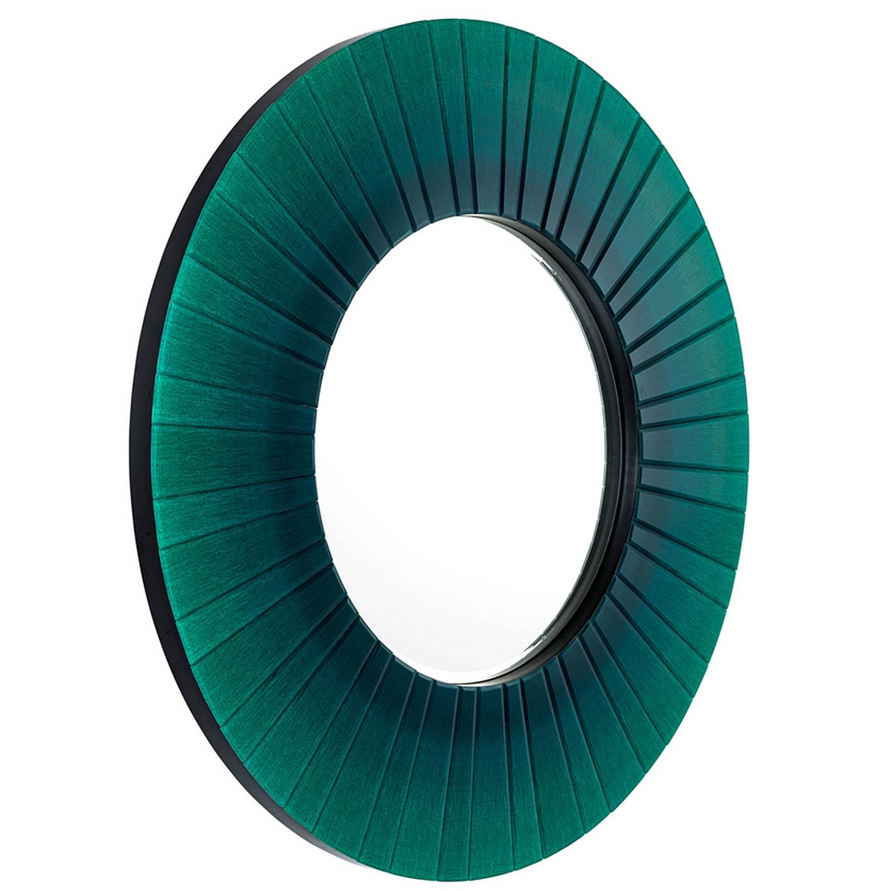 Round Green Beveled Mirror Glass