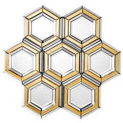 Honeycomb Mirror Made of Beveled Multifacet Mirror and Gold Mirror Glass