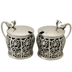 Pair of Sterling Silver Preserve Pots, Antique George V