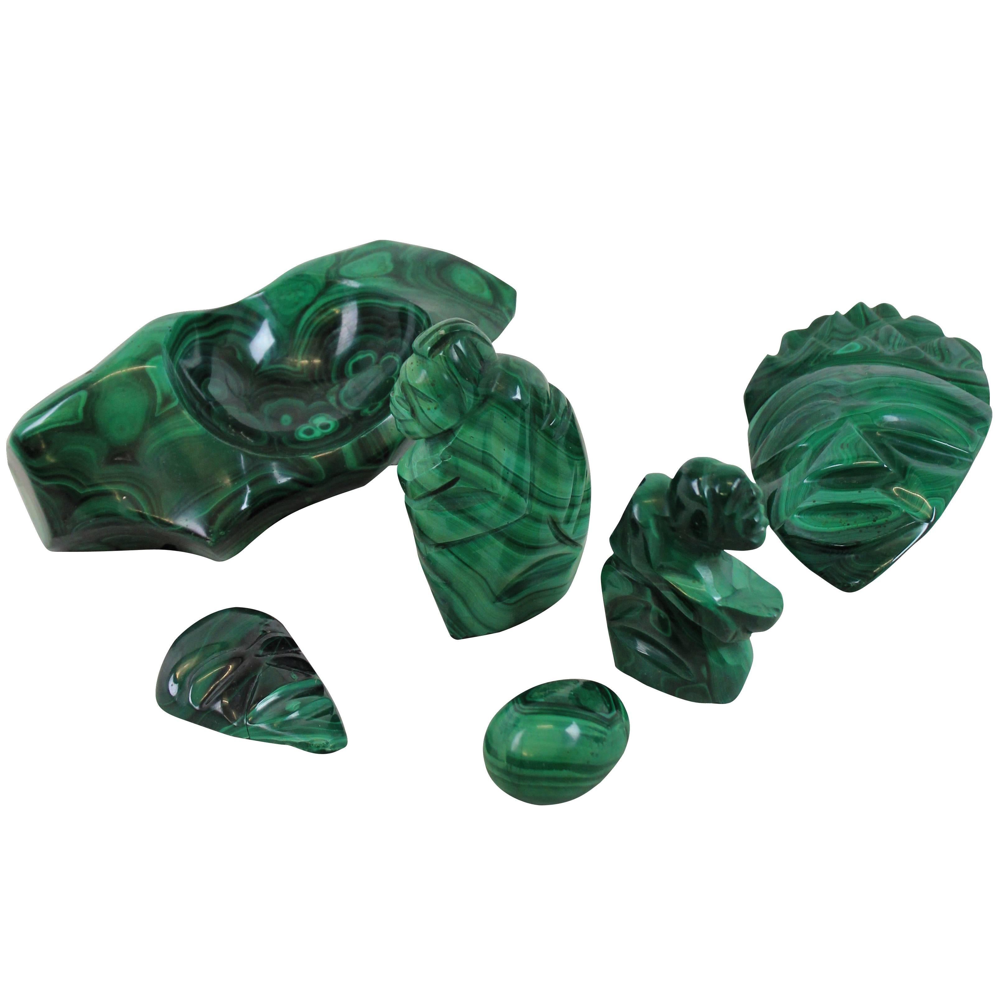 Collection of Malachite Objects