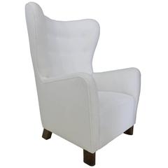 Mid-Century Fritz Hansen Armchair High Back No 1669, Danish 1940's 11