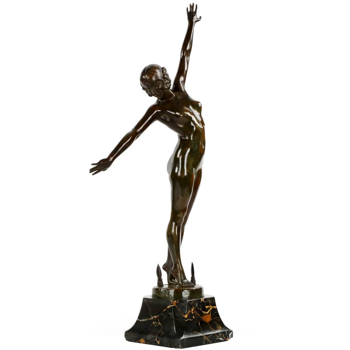 Art Deco Bronze Sculpture of "Sword Dancer" by Fernand Ouillon-Carrére