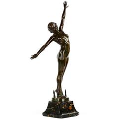 Antique Art Deco Bronze Sculpture of "Sword Dancer" by Fernand Ouillon-Carrére