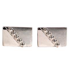 Pair of 1960s Silvertone Rectangular Cuff Links 5