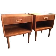 Pair of Danish Teak Bedside Cabinets, circa 1960