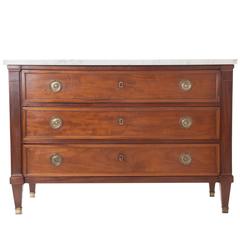 French 19th Century Mahogany Directoire Commode with Marble Top