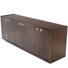 Large Dark Burl Walnut Six Door Credenza Dresser