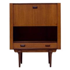 Mid-Century Teak Drop Front Secretary Desk Danish Design, 1960s