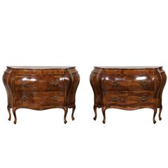 Pair of Early 20th Century Italian Burled Commodes, circa 1920