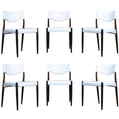 Danish Rosewood Dining Chairs in White Leather 6