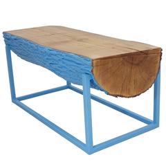 Modern Bench Beacon Blue Hurricane Sandy Reclaimed Live Edge Maple and Steel 8