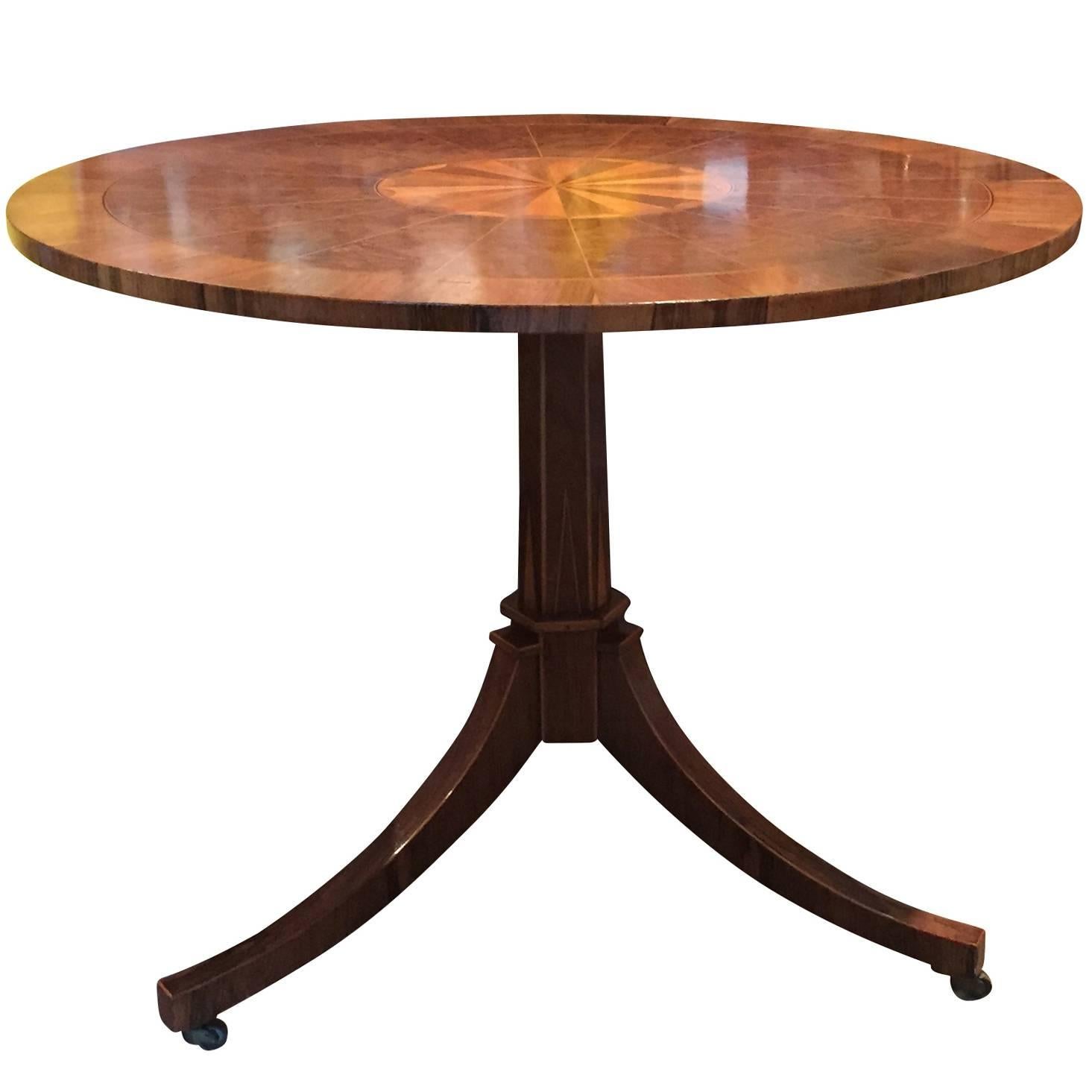 19th/20th Century Louis XVI Style Tulipwood Parquetry Round Table