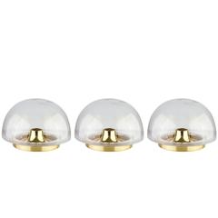 Thirteen 1970s Vintage Round Domed Bubble Glass Flush Mount Lights by Limburg 8