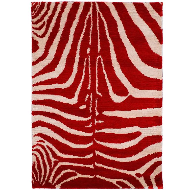 Original Design 'Zebra' Silk Rug For Sale at 1stdibs