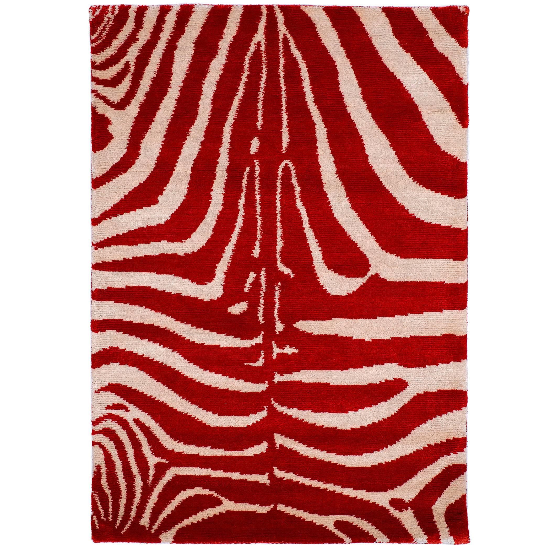 Original Design 'Zebra' Silk Rug 2x3