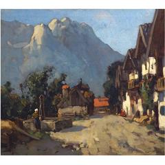 Retro 'Garmisch, Germany' Painting by Henk van Leeuwen