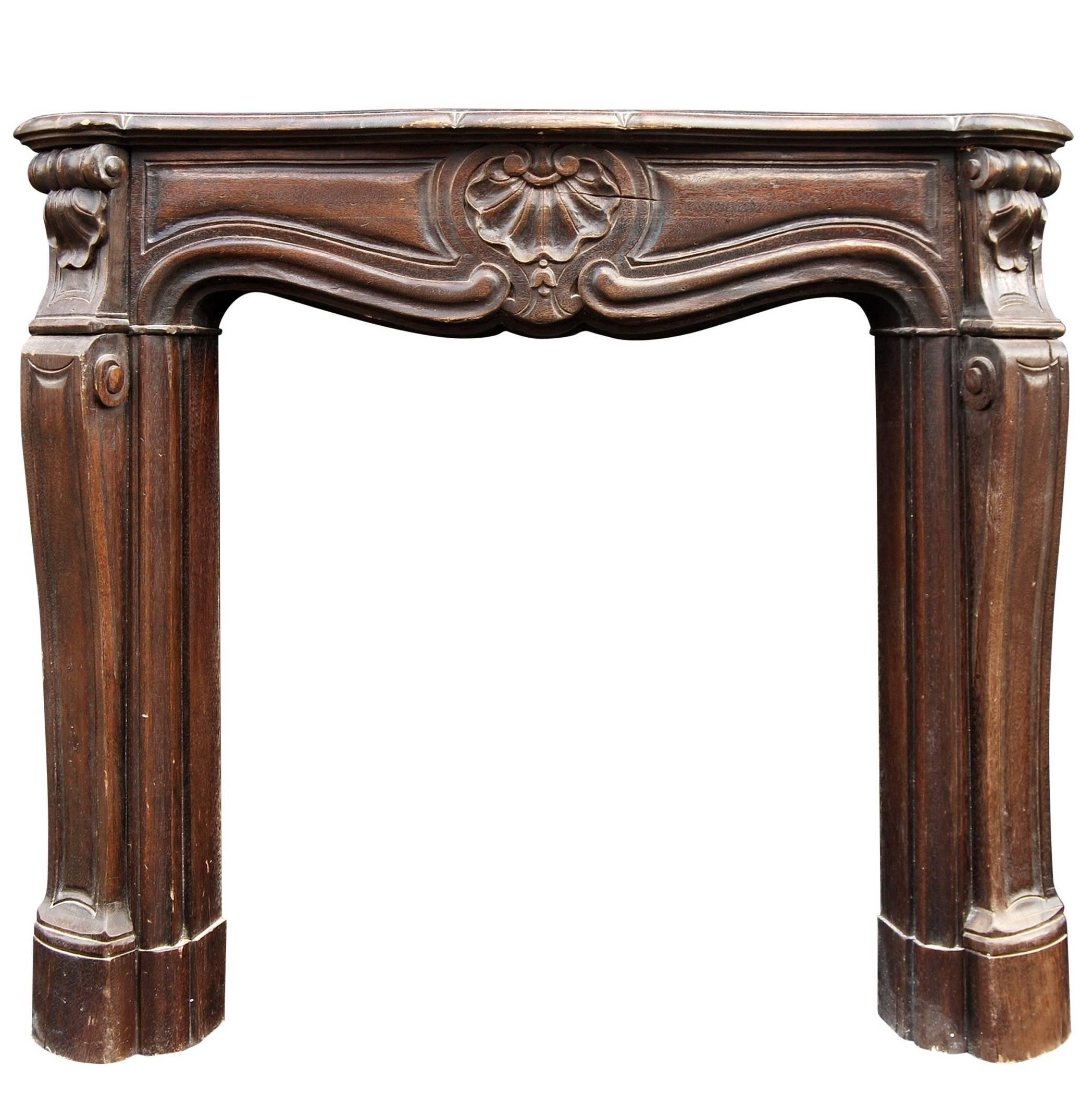 Small French Louis XV Style Wood Fireplace
