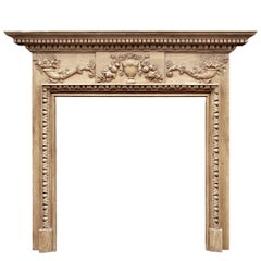 English Georgian Style Pine Fireplace with Gesso Enrichments