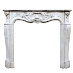 French Carrara Marble Louis XV Style Fireplace