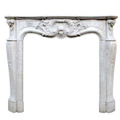 French Carrara Marble Louis XV Style Fireplace