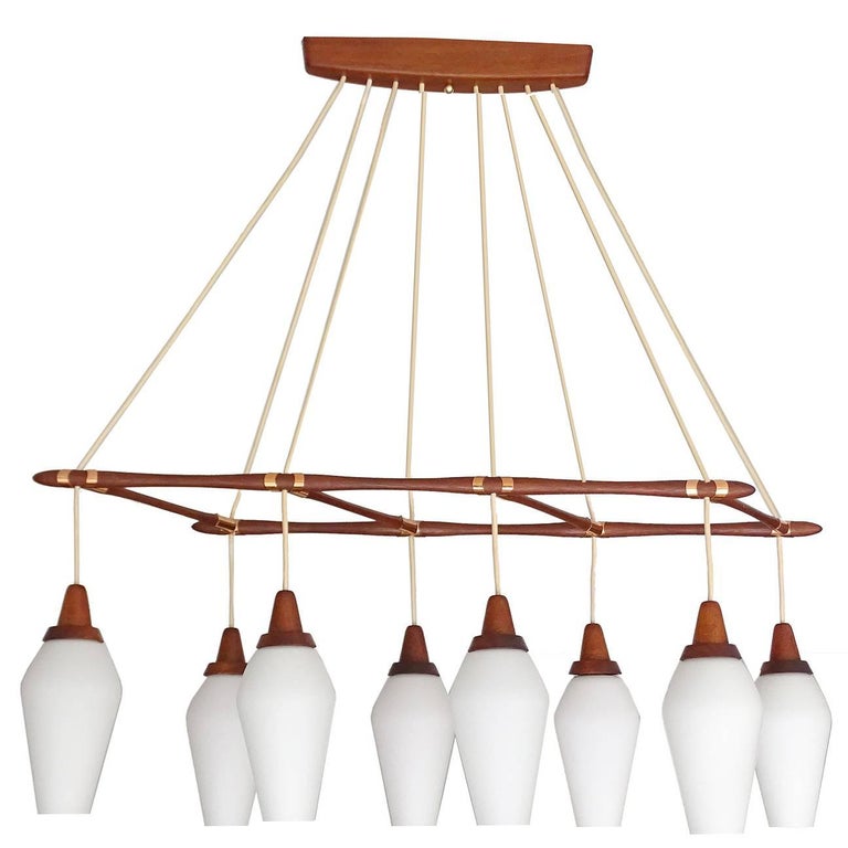 Large Midcentury Danish Modern Pendant Chandelier Light Teak Glass - Danish Modern Pendant Lamps Large Midcentury Danish Modern Pendant Chandelier Light Teak Glass - Danish Modern Pendant Lamps