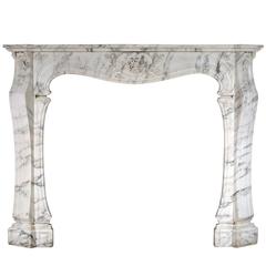 French Art Nouveau Marble Mantelpiece in Light Pavanazzo Marble
