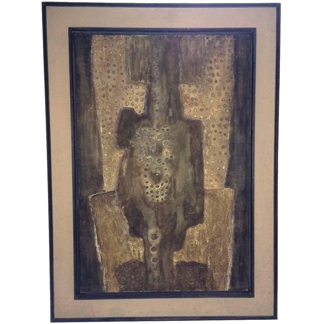 Laurent Jimenez Balaguer Abstract Painting on Board, circa 1960s, Spain For Sale
