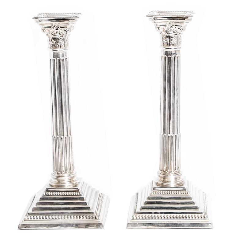 Antique Pair of Silver Candlesticks Birmingham, 1967 at 1stDibs