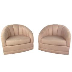 Pair of Mid-Century Style Swivel Lounge Chairs
