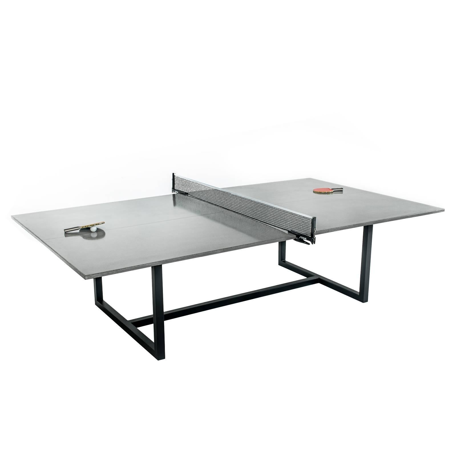 James de Wulf Vue Concrete Ping Pong Table with Powder Coated Steel Base