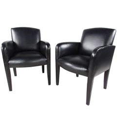 Pair of Vintage Leather Side Chairs by Donghia