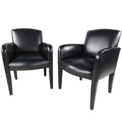 Pair of Vintage Leather Side Chairs by Donghia 9