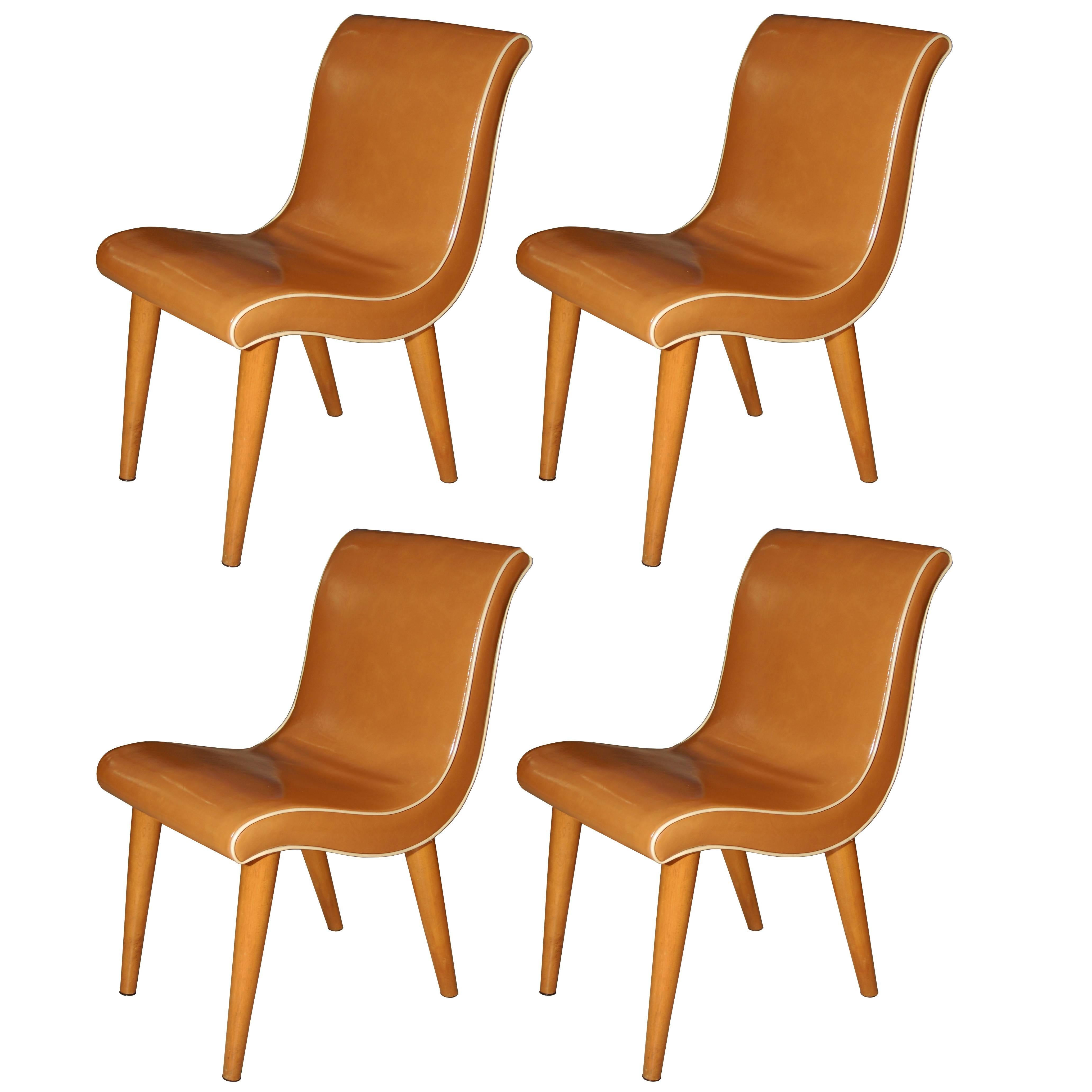 Set of Four Russell Wright Dining Chairs For Sale