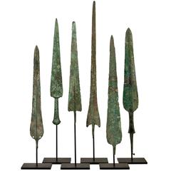 A Group of 6 Lorestani Archaic Bronze Spearheads and Blades