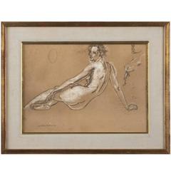 Antique Arthur Bowen Davies Nude Pastel Study, 1900