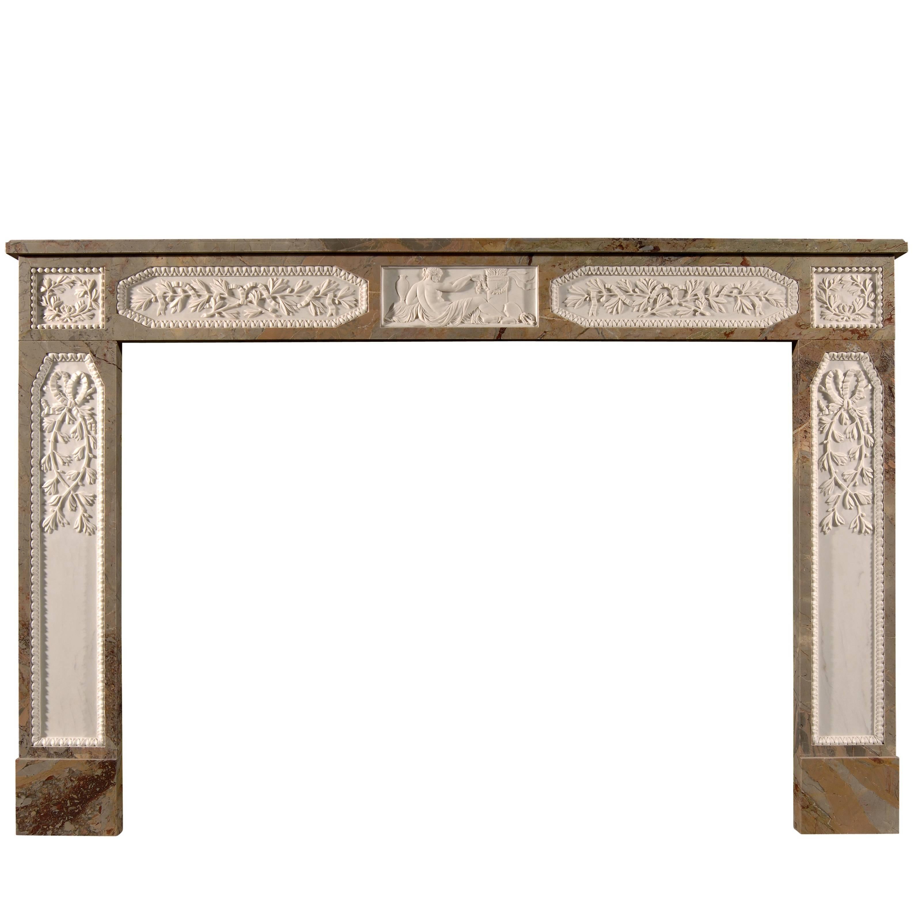 Sarrancolin French Louis XVI Style Marble Fireplace