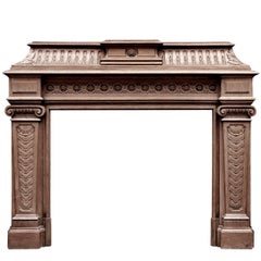 19th Century Antique French Oak Fireplace