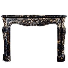 19th Century French Louis XV Style Portoro Marble Fireplace 10