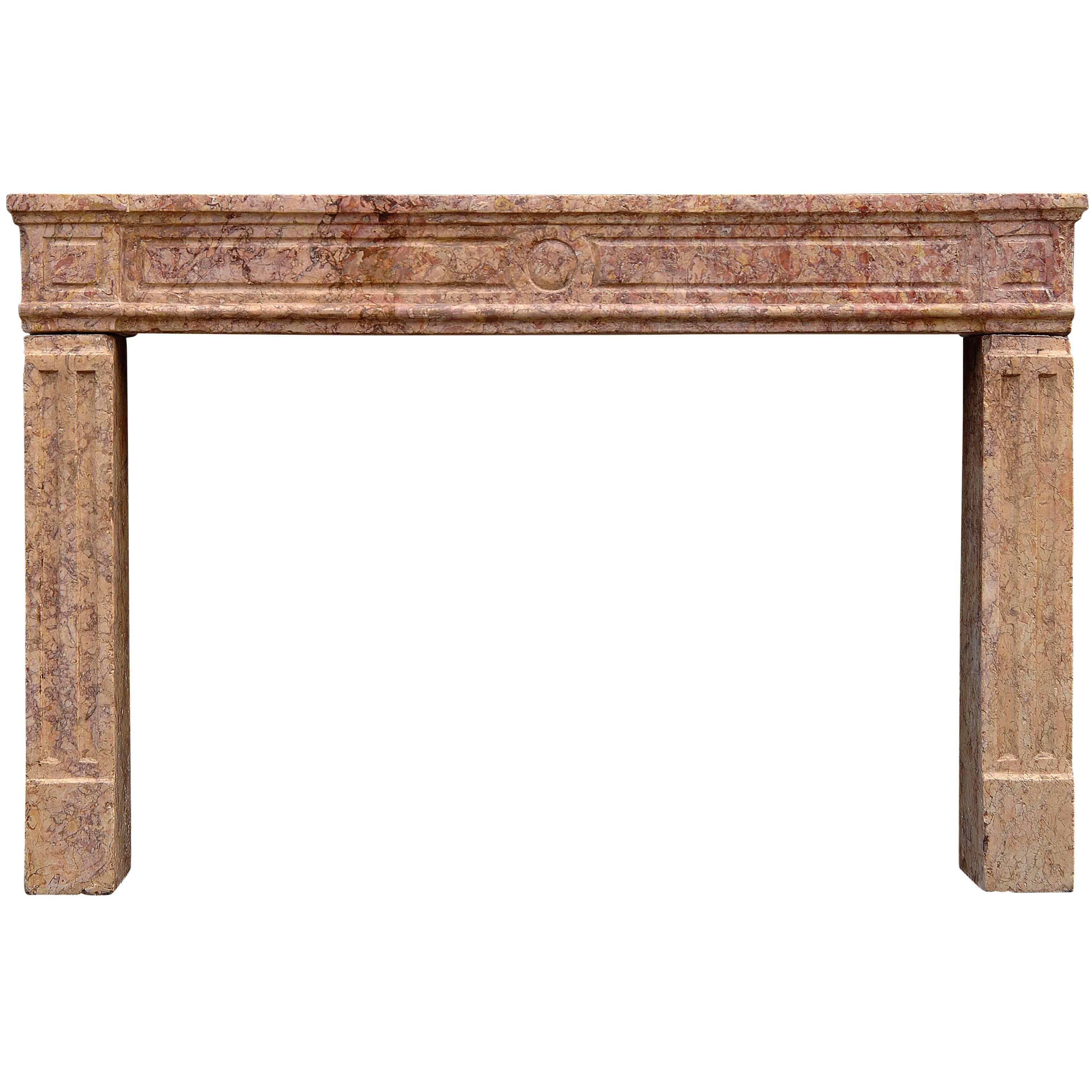 18th Century French Louis XVI Brocatelle Marble Fireplace For Sale