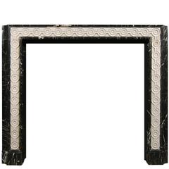 English Nero Marquina Marble Fireplace with Inlaid Statuary 9