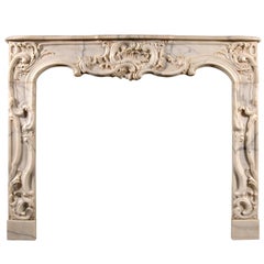 Antique French Provençale Style Arabescato Marble Fireplace