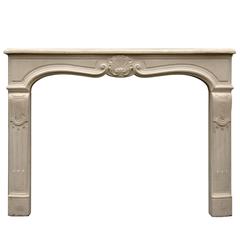 20th Century Louis XV Style Limestone Fireplace 4