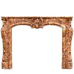 Unusual French Transitional Style Breche d'Alep Marble Fireplace 9