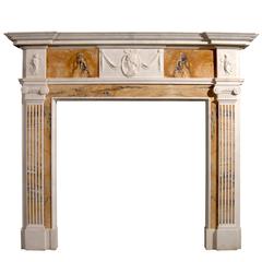 English George III Style Statuary and Inlaid Sienna Fireplace 7