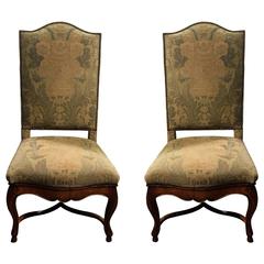 Pair of 18th-19th Century French Louis XV Walnut Side Chairs