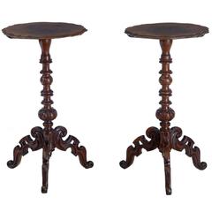 Pair of 19th Century Victorian Walnut Tripod Tables