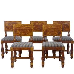 Set of Five Art Deco Period Pine Dining Chairs