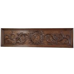French Neoclassical Carved Walnut Panel
